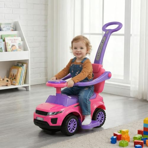 Aosom 3 in 1 Push Cars for Toddlers with Horn Music for 18-36 Months Pink by Aosom - Used condition - Image 8