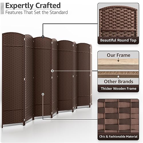 Sorbus 8 Panel Room Divider 6 ft. Tall - Privacy Screen, Extra Wide Double Hinged Panels, Mesh Hand-Woven Design, Partition Room Dividers and Folding Privacy Screens, Wall Divider for Room Separation