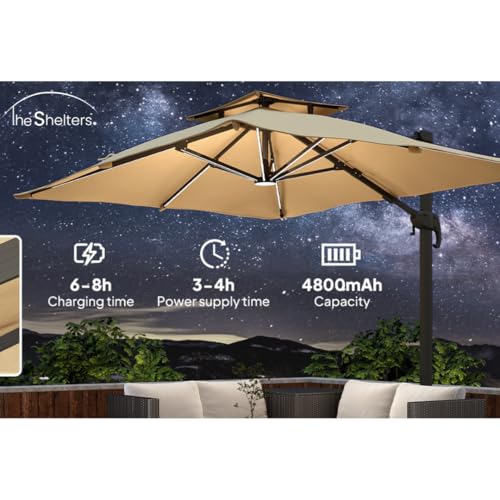 Image of THESHELTERS - Premium Garden Umbrella 360 Degree Rotating Stylish and Durable Outdoor Garden Umbrella with Heavy-duty Water Base (95Kgs)- Patio and Lawn Umbrella, 2.5x2.5m Big Size Outdoor Umbrella with Stand