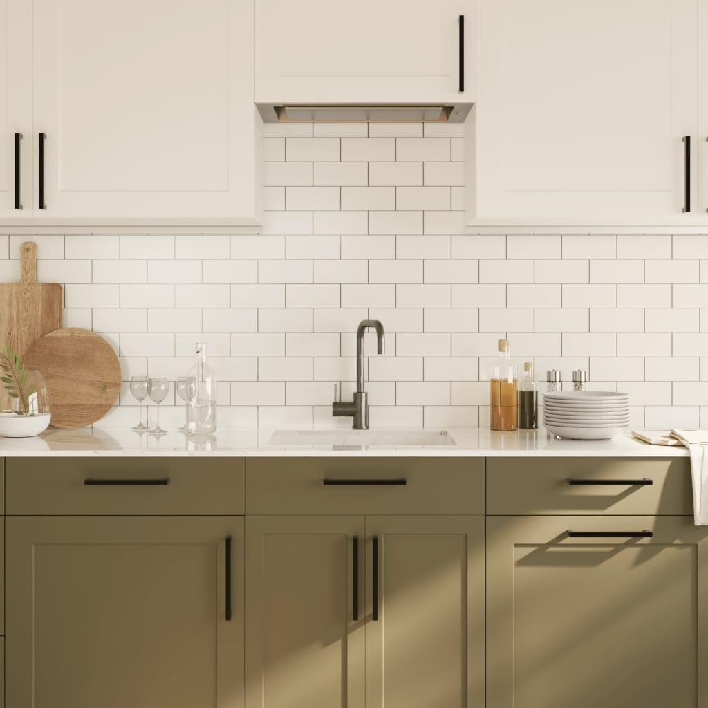 Möbelgriffe Schwarz Edelstahl 10 Stk 192 mm Lochabstand für Schrank Schublade Tür Küche Kommode mit zuschneidbaren Schrauben für Wohnzimmer Büro nachttisch und Sideboard
