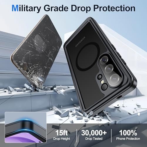 Image of ANTSHARE IP68 Waterproof Case for Samsung Galaxy S26 Ultra [2026] - MagSafe Compatible, Built-in Screen /Lens Protector - Shockproof Full Body Protection for Swimming /Outdoor, Black-Translucent Matte