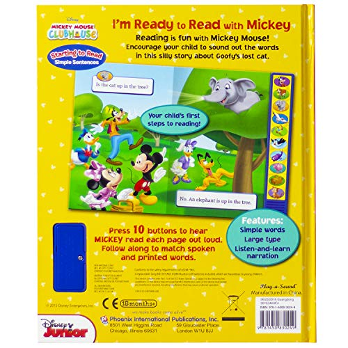 Disney Mickey Mouse - I'm Ready to Read with Mickey Interactive Read-Along Sound Book - Great for Early Readers - PI Kids