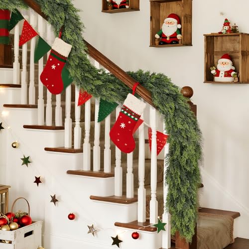 Lifelike Touch Artificial Cedar Garland for Christmas Decor(16 FT,1 PCS)