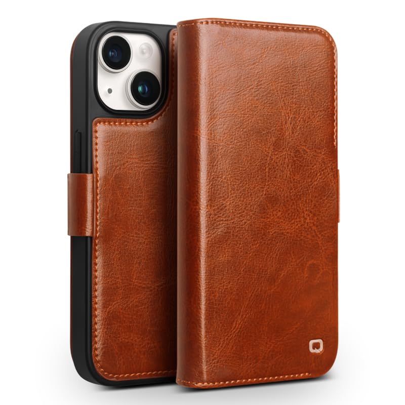 Étui pour iPhone 15 Plus en cuir marron authentique, l'art du bel objet précieux