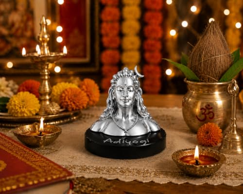 Image of Idolkart Fully Silver Coated Adiyogi Statue for Car Dashboard, Adiyogi Statue for Home, Adiyogi Idol, Car Dashboard Accessories, Car Idols for Dashboard for Shiva Devotees with Vastu Benefits, 3inch