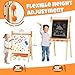 Belleur Wooden Art Easel for Kids 2+, Adjustable Double Sided Easel for Toddlers with Dry-Erase Board & Magnetic Whiteboard & Paper Roll Rod, 28