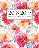  Agenda escolar 2018-2019: 190 x 235 mm: Agenda 2018-2019 semana vista español: 160 g/m²: Agenda semanal 12 meses: Flores de acuarela 4497