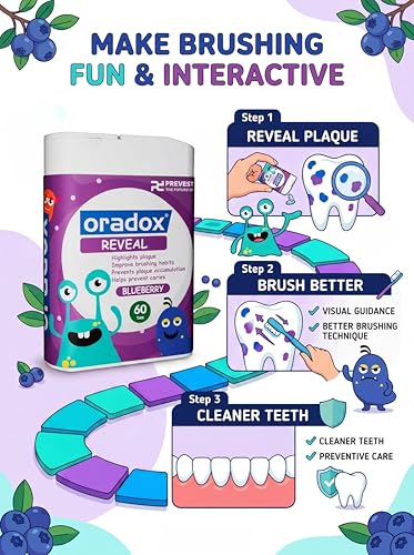 Image of Reveal Plaque Disclosing Tablets: Shows Plaque by Changing Color - Helps Teach Brushing Habits for Clean Teeth - Suitable for kids & adults.