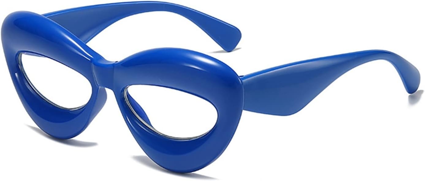 Framed glasses with cat's eye retro candy color blue transparent glasses for women's lenses