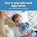 Dr. Brown’s Milestones Wide-Neck Transitional Sippy Bottle with Silicone Handles 9oz 270mL 6m+ Light Blue and Gray 2-Pack