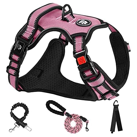NESTROAD No Pull Dog Vest Harness with Leash, Reflective No-Choke Pet Harness with Easy Control Soft Handle for Small Medium Large Dogs (Medium, Pink) Cover
