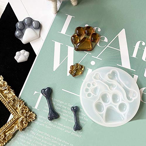 Nifocc Hundepfote Silikonform Hundeknochen Anhänger Harzformen für DIY Schmuck Basteln - 2 Stk
