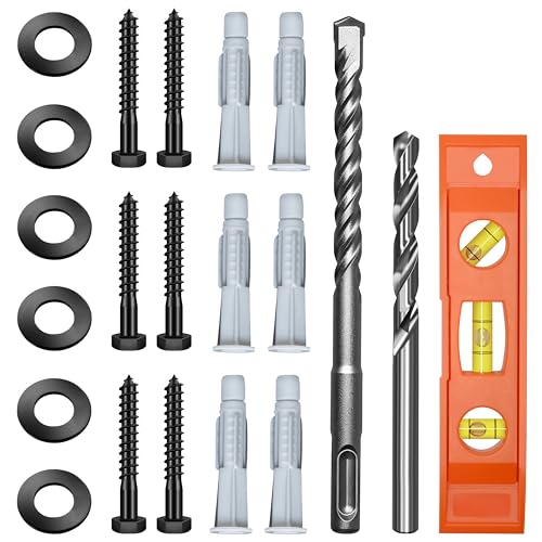 EASTPUK Lag Bolts for TV Wall Mount with Drill Bit 23-Pack TV Mount Screws Kit with M8x65mm Lag Screws Drywall Anchors Washers Bubble Level Hardware Kit for Wood Stud Brick Concrete