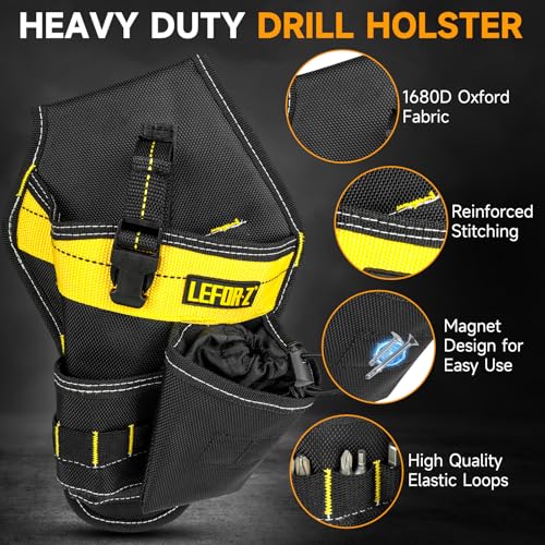 Bohrerholster,Hochleistungs-Schlagholster für Werkzeuggürtel,Bohrerhalter,Bohrertasche,passend für die meisten Bohrer,Schwarz Gelb(Nur Bohrerholster)