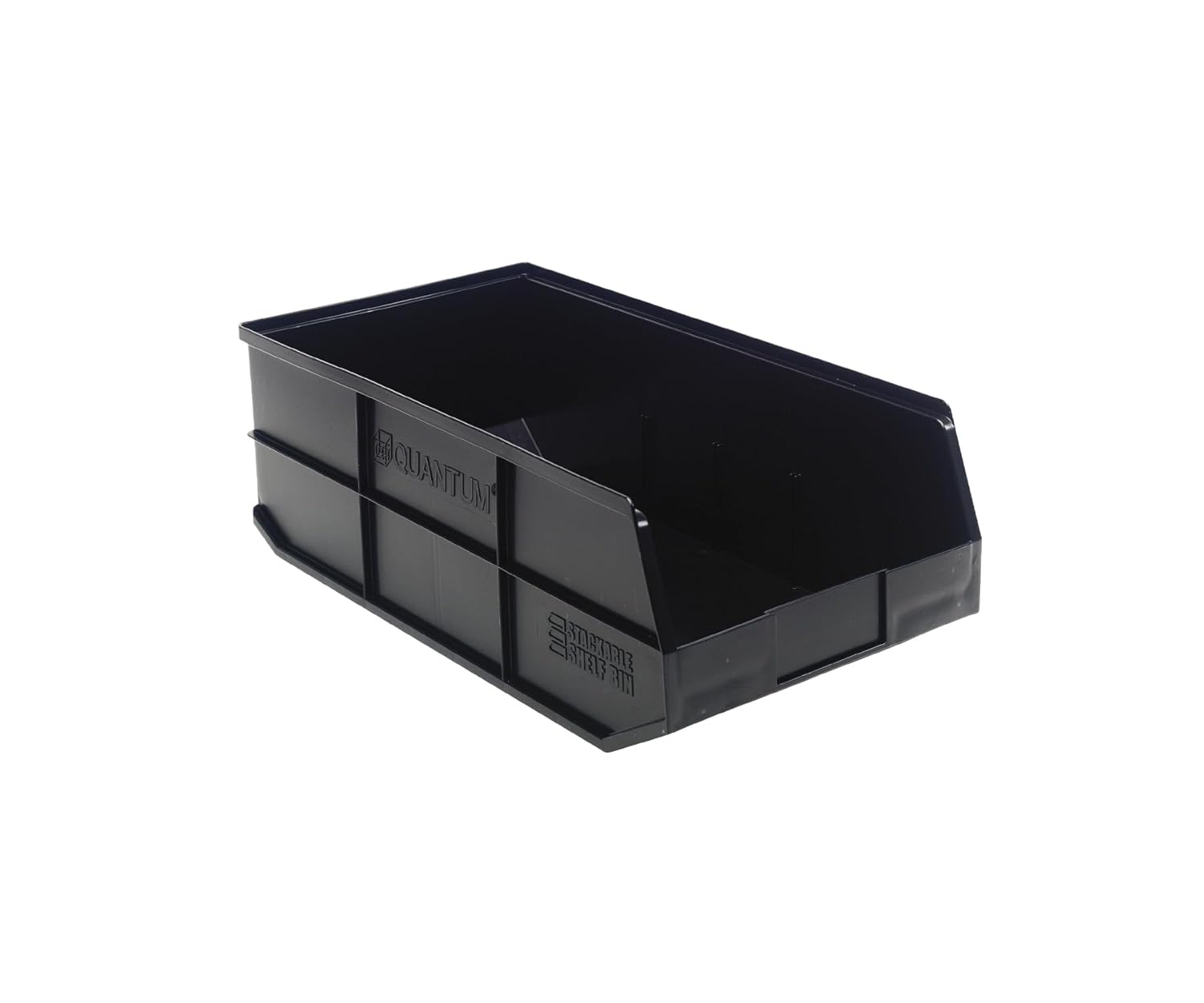 Quantum Storage K-SSB485BK-3 3-Pack Stackable Plastic Shelf Bin, 20-1/2" x 11" x 7", Black