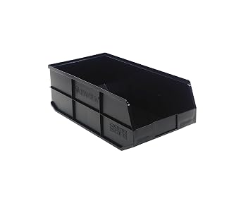 QUANTUM STORAGE SYSTEMS K-SSB485BK-3 Stackable Shelf Part Organizer Black Bins 21" L x 11" W x 7" H 3 Pack