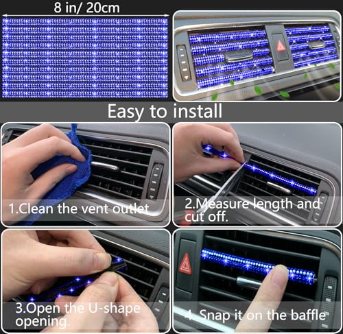 image for NBTEPEM 27 PCs Blue Bling Car Accessories Set for Women, Steering Whee