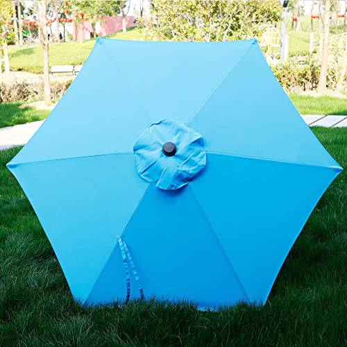 Blissun 7.5 Ft Patio Umbrella, Yard Umbrella Push Button Tilt Crank (Light Blue) #TOP3
