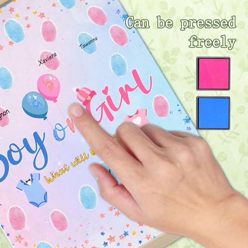 Image of QZCYU Baby Gender Reveal Decorations, Baby Shower Guest Book, Baby Shower Keepsake, Gender Reveal Party Decorations with Pink and Blue Mark