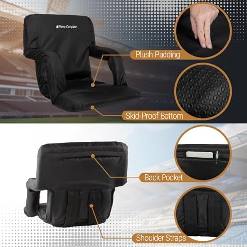 image for Stadium Chair Cushion - Bleacher Seat with Padded Back Support, Armres