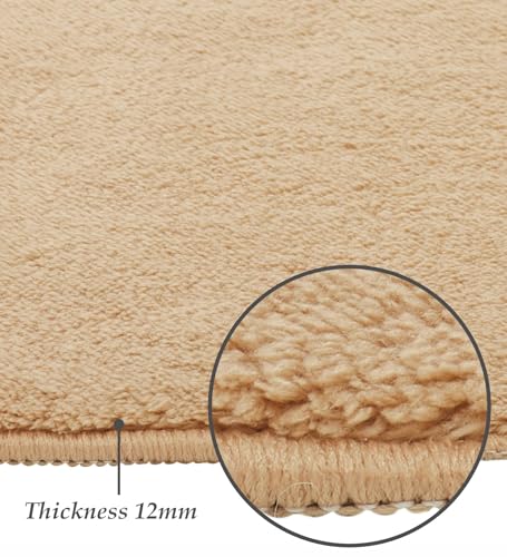Image of Obsessions Large Indoor Polyester Carpet with Solid Pattern Felt Backing, Ideal for Bedroom & Living Room 160x230cm, Beige