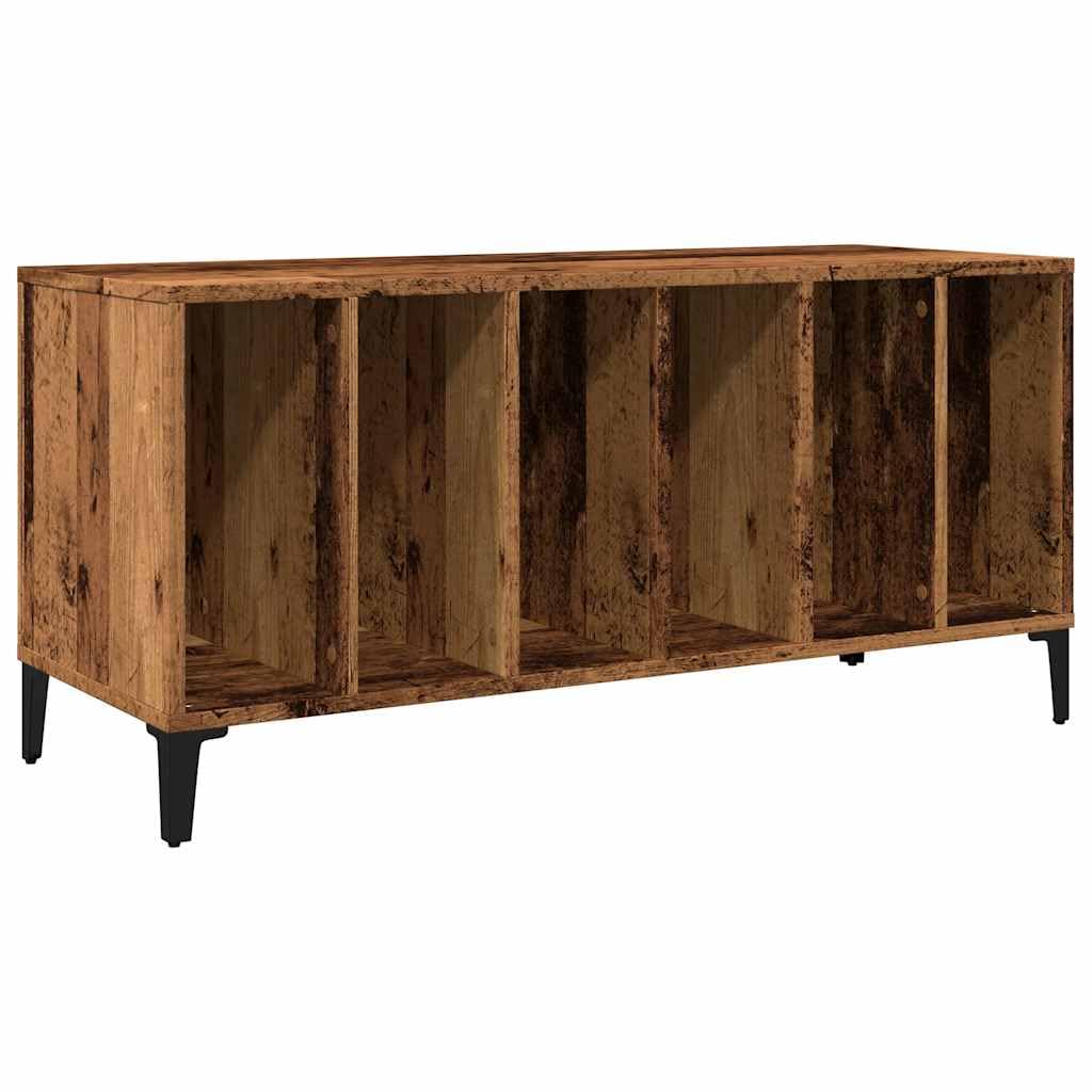 Armadio per dischi in vinile, effetto legno anticato, 100 x 38 x 48 cm, mobile basso con gambe in metallo, armadio in vinile vintage, per soggiorno e ufficio