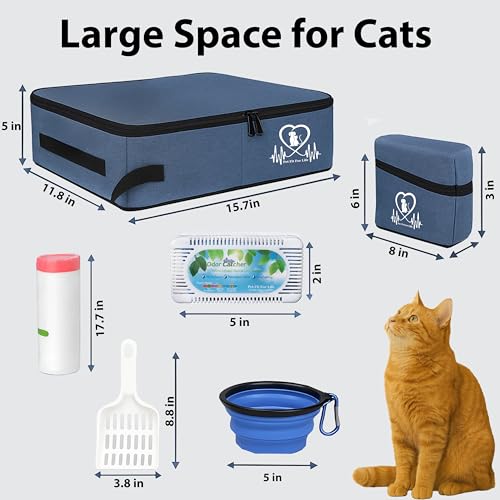 Arenero portátil para gatos mediano con tapa y accesorios miniatura 2