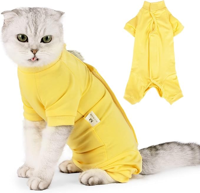 KUTKUT cotton Kitten Recovery Suit for Abdominal Wounds & Skin Diseases,Breathable Surgical Recovery Shirt After E-Collar Alternative for Small Kitten(SIZE:XS, Chest:28-32cm, 1 count)-image-34