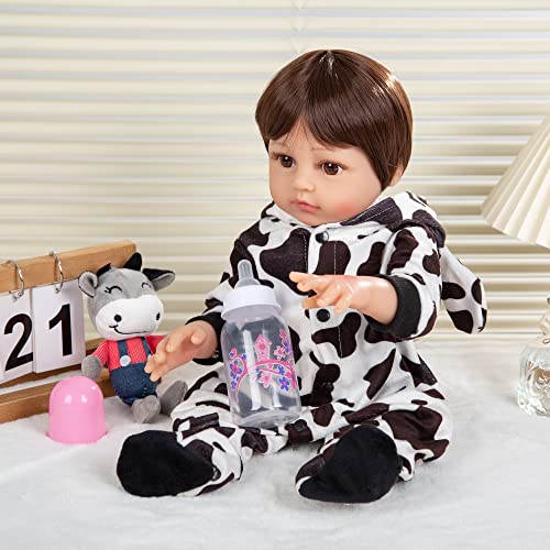 Brastoy Bebê Reborn Boneca Pintada Silicone Realistic Menina E Menino Original (48cm Vaquinha Menina