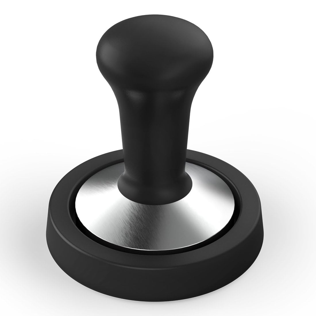 Tamping-Set, Tamper 58 mm, Edelstahl, mit Tampermatte, rutschfest, Schwarz