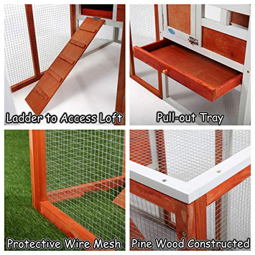 COZIWOW 47\"×21\"×37\" Indoor Outdoor Wooden Large Small Animal Hutch,Pets Crate House for Rabbit Bunny Cage Dog Cat Squirrel Hamster Hedgehog Guinea Pig Habitat Chicken Coop