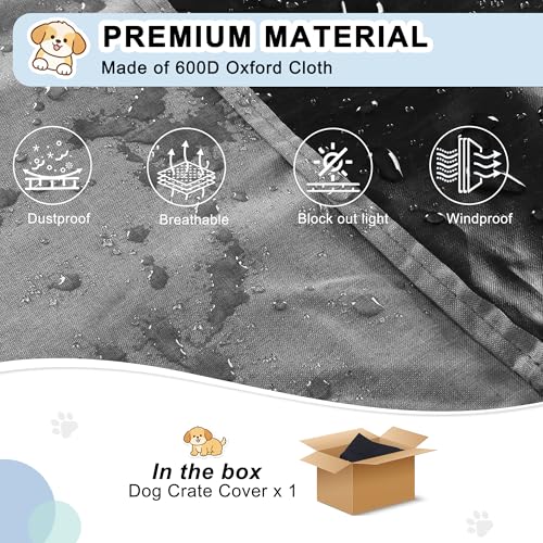 HiCaptain Breathable Dog Crate Cover 24 Inch, Durable Heavy Duty Kennel Cover, Dual Zippered Panels, Windproof Waterproof UV-Resistant (Grey) by HiCaptain - Image 3