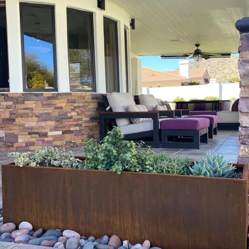 Lewis Bamboo Modern Corten Steel Rectangle Planter Box thumb #3