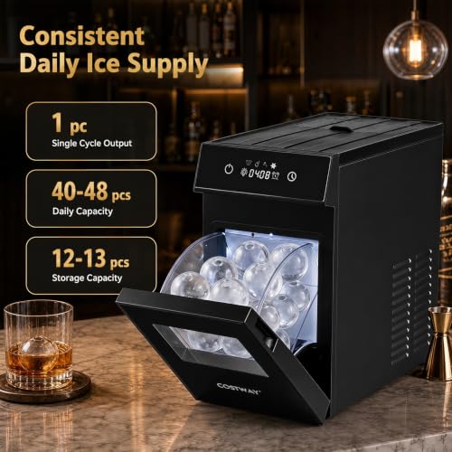 Fabricadora de hielo esférico Costway para bar 21 lb miniatura 3