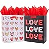 SUNCOLOR 2 Pack 13" Large Valentines Day Gift Bags with Tissue Paper