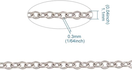 Miniatura 7 de Pandahall - Cadenas cruzadas de acero inoxidable 304 de 32.8 pies con carrete de 0.043 x 0.012 in para hacer pulseras, collares, joyas Cadenas: