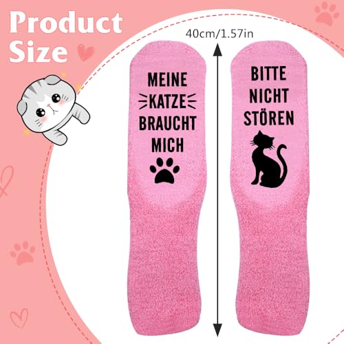 Katzen Socken Geschenke für Tierliebhaber, Flauschige Socken, Lustige Geschenke für Katzenliebhaber, Rutschfeste Coral Fleece Socken für Damen, Flauschige Katzen Socken, Geschenke für Frauen Männer