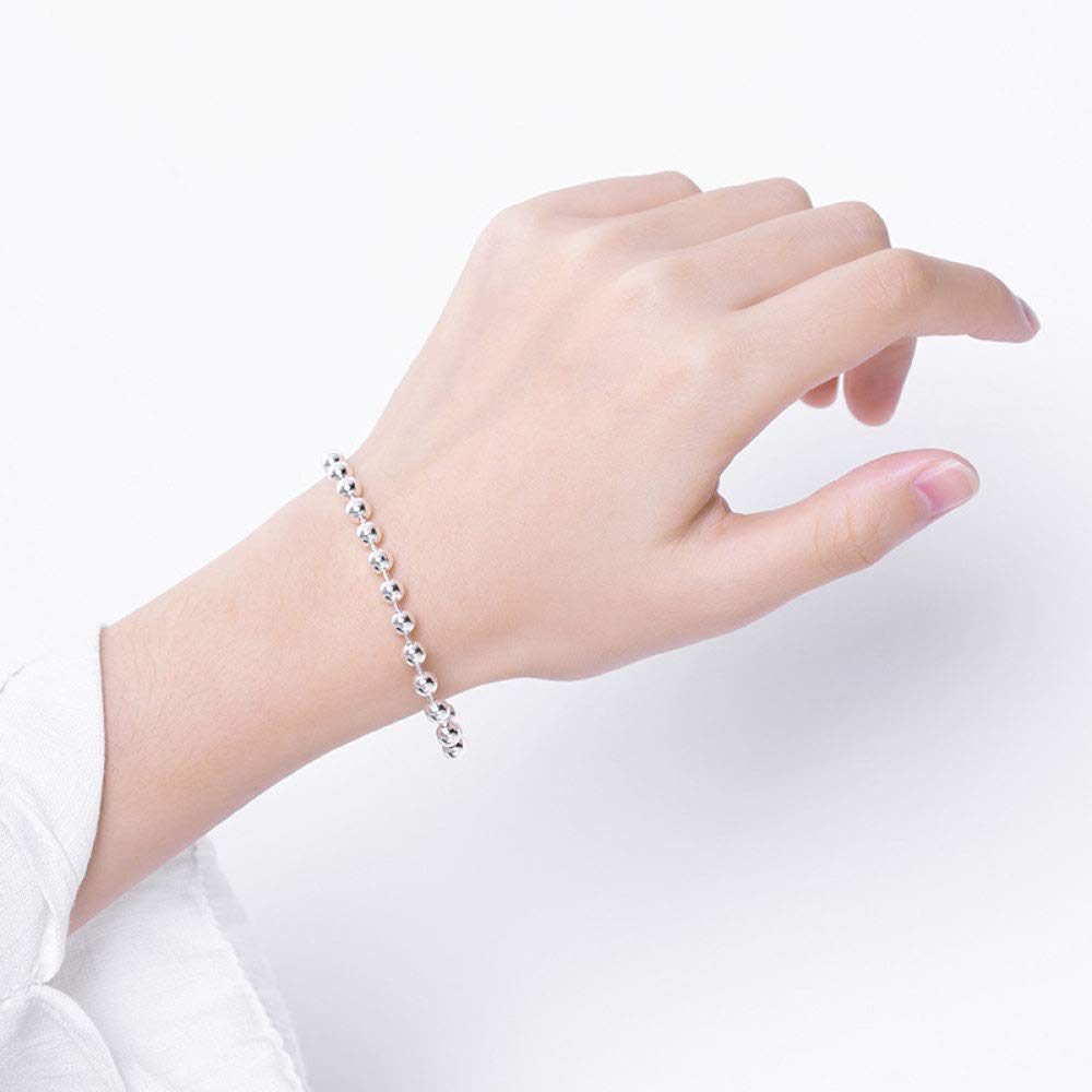 Girls Accessories Bracciale in Argento Sterling 925 Vintage per Donna Perline Rotonde Lucide semplici Fascino Classico per Gioielli Spiaggia Estiva Birthday Gift