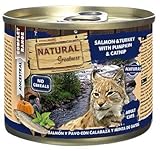 Natural Greatness Comida Húmeda para Gatos de Salmón y Pavo con Calabaza y Menta de Gatos. Pack de 6 Unidades. 200 gr Cada Lata