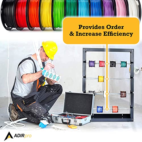 Image of AdirPro Wire Spool Rack - Superior Strength Wire /Cable Dispenser - Conduit Display & Storage for Electrical Industrial & Retail Use (4 Rods, Grey)