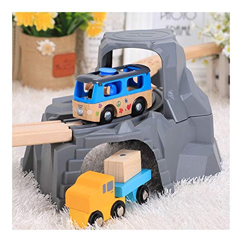 XYAN Kunststoff Grau Doppeltunnel aus Holz Train Track Zubehör Tunnel Gleis Eisenbahn Slot Holz Eisenbahn Spielzeug… – Bild 3