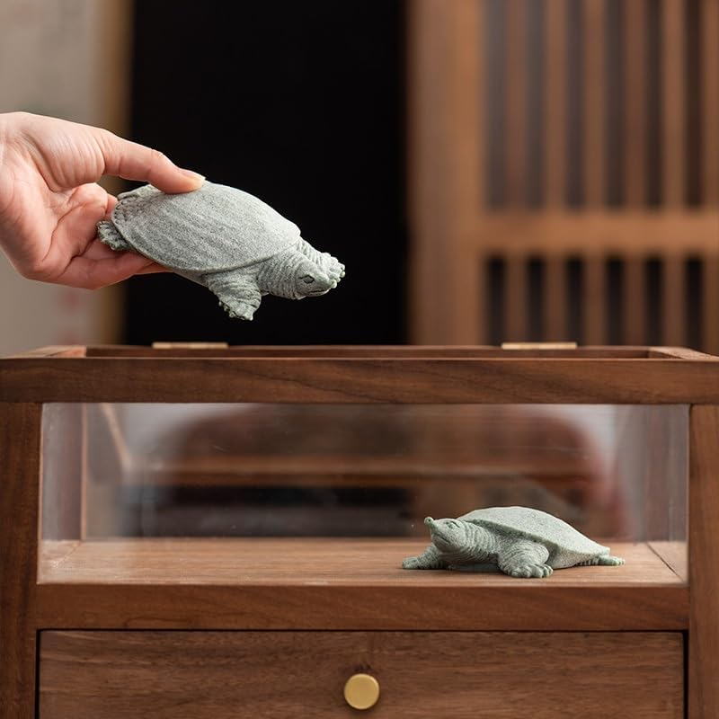 Tea Pets Creative Green Sandstone Turtle Ornaments Home Tea Pet Tea Play Lid Tea Tray Desktop Decoration Fish Tank Landscaping Figurines