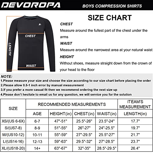 Devoropa Youth Boys Compression Shirt Long Sleeve Football Baseball Undershirt Quick Dry Sports Baselayer Yellow M thumb #6