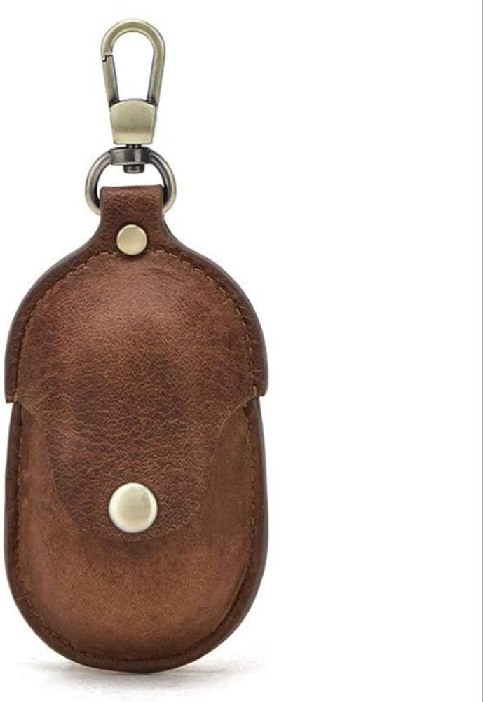 APOSU Genuine Leather Case for Galaxy Buds, Portable Protective Shockproof Cover with Keychain Compatible Samsung Galaxy Buds Earbuds Accessories (Brown)