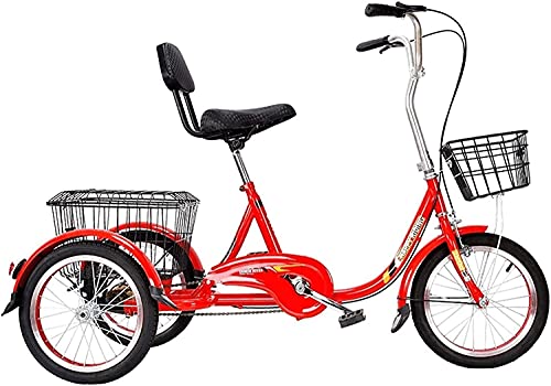 PAGOIAAR Adult Cargo Tricycles Beach Cruiser Bikes Shopping 16 Inch Adult Tricycle 3 Wheel Bike with Large Basket Seniors Trike for Shopping Picnics Exercise Recreation Men Women