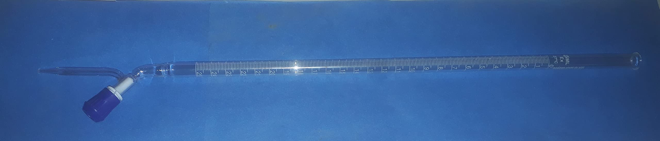 Burette 25 Ml borosilicate glass class B rotaflow stopcock pack of 1 white printing for labs and chemistry labs.