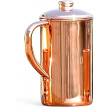 Copper Pitcher with Lid - 1500ml/50 Oz Pure Copper Handmade Jug | Smooth Finish, Boost Hydration, Support Sugar Intake Control & Health Benefits