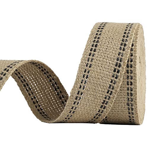 MEEDEE Upholstery Jute Black Webbing 2 Inch Craft Jute Webbing Burlap with Black Stitching for Home Decor, Chair, Seat, Furniture, Wreath Bow, Craft Projects Rustic Decor (10 Yards)