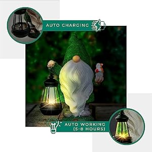 Garden Gnome with Squirrel 118 Gnomes with Solar Lantern Garden Statues Outdoor Clearance Garden Gnomes Outdoor Funny for Patio Decor Fall Gnomes