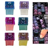 CyperFair 6 PCS Car Fuse Kit – 20A/25A/30A/40A/50A/60A 32V Square Blade Fuses, Auto Replacement Accessories, Compatible with Most Cars (Multicolored)